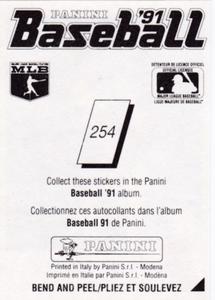 1991 Panini Stickers (Canada) #254 Steve Buechele Back