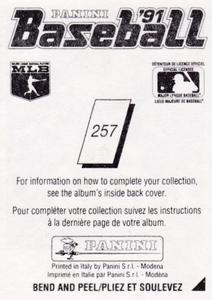 1991 Panini Stickers (Canada) #257 Ruben Sierra Back