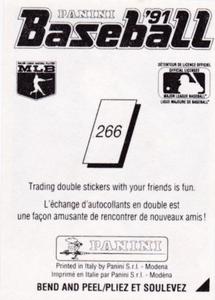 1991 Panini Stickers (Canada) #266 Wade Boggs Back