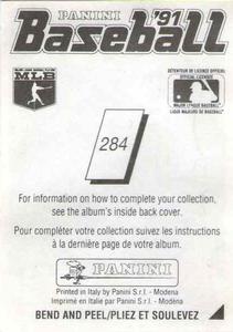 1991 Panini Stickers (Canada) #284 Tom Gordon Back