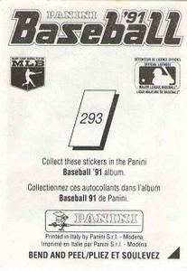 1991 Panini Stickers (Canada) #293 Lloyd Moseby Back