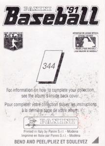1991 Panini Stickers (Canada) #344 Dave Stieb Back