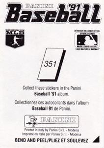 1991 Panini Stickers (Canada) #351 Jimmy Key Back