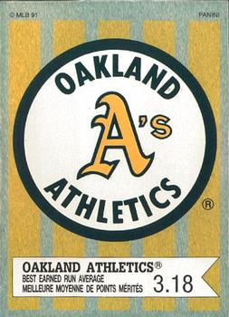 1991 Panini Top 15 (Canada) #134 Oakland Athletics / Best ERA Front