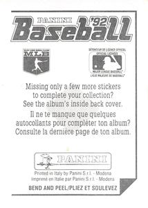 1992 Panini Stickers (Canadian) #2 MLB Logo Back