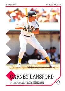 1992 Panini Stickers (Canadian) #17 Carney Lansford Front
