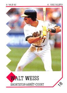 1992 Panini Stickers (Canadian) #18 Walt Weiss Front