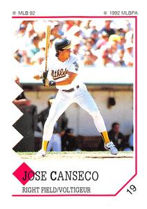 1992 Panini Stickers (Canadian) #19 Jose Canseco Front