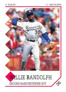 1992 Panini Stickers (Canadian) #36 Willie Randolph Front