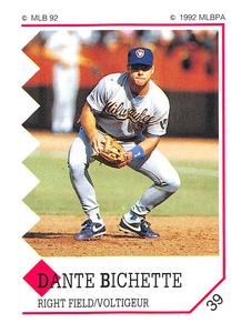 1992 Panini Stickers (Canadian) #39 Dante Bichette Front