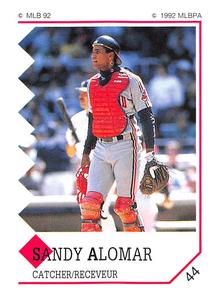 1992 Panini Stickers (Canadian) #44 Sandy Alomar Jr. Front