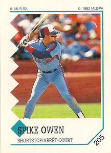 1992 Panini Stickers (Canadian) #205 Spike Owen Front