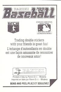 1992 Panini Stickers (Canadian) #284 Ozzie Smith Back