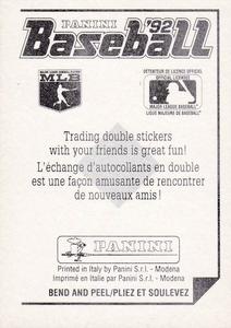 1992 Panini Stickers (Canadian) #288 Tom Glavine Back
