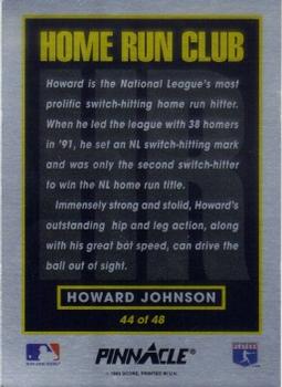 1993 Pinnacle Home Run Club #44 Howard Johnson Back