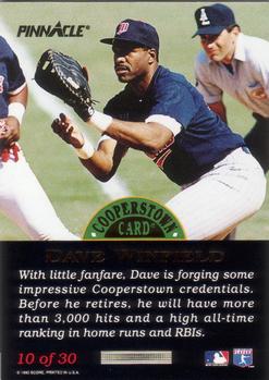 1993 Pinnacle Cooperstown - Dufex #10 Dave Winfield Back