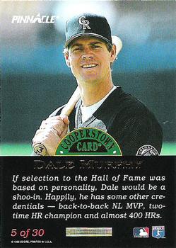 1993 Pinnacle Cooperstown - Dufex #5 Dale Murphy Back