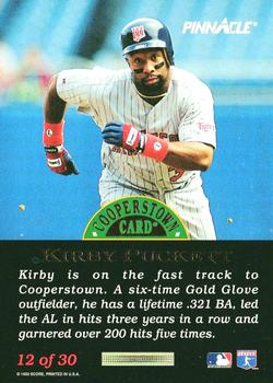 1993 Pinnacle Cooperstown - Dufex #12 Kirby Puckett Back
