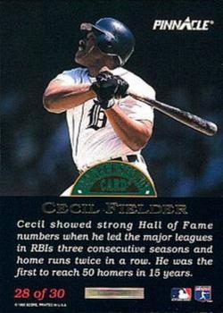1993 Pinnacle Cooperstown - Dufex #28 Cecil Fielder Back