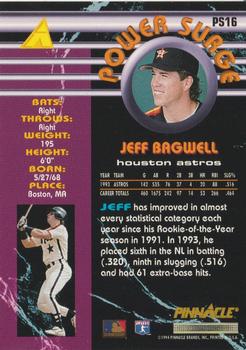 1994 Pinnacle Power Surge #PS16 Jeff Bagwell Back