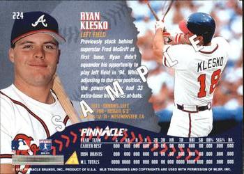 1995 Pinnacle - Samples #224 Ryan Klesko Back
