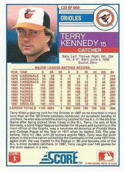 1988 Score - Glossy #123 Terry Kennedy Back