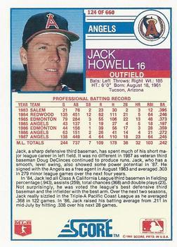 1988 Score - Glossy #124 Jack Howell Back