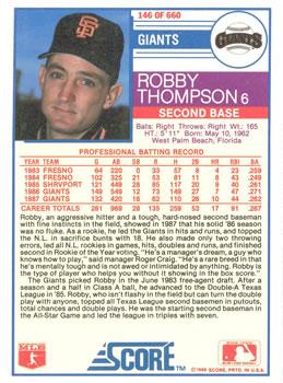 1988 Score - Glossy #146 Robby Thompson Back