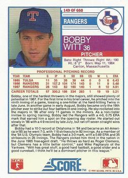 1988 Score - Glossy #149 Bobby Witt Back