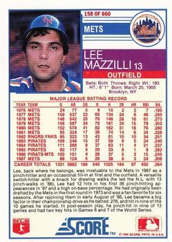 1988 Score - Glossy #158 Lee Mazzilli Back
