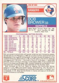 1988 Score - Glossy #236 Bob Brower Back