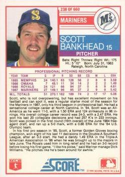 1988 Score - Glossy #238 Scott Bankhead Back