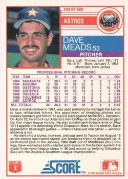 1988 Score - Glossy #243 Dave Meads Back