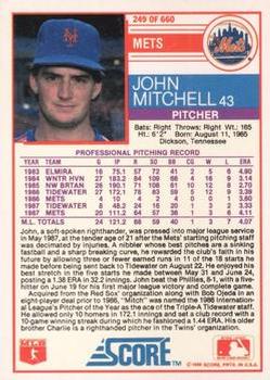 1988 Score - Glossy #249 John Mitchell Back