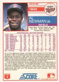 1988 Score - Glossy #252 Al Newman Back