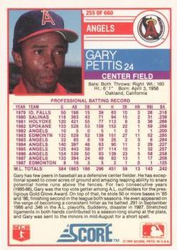 1988 Score - Glossy #255 Gary Pettis Back