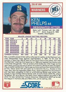 1988 Score - Glossy #256 Ken Phelps Back