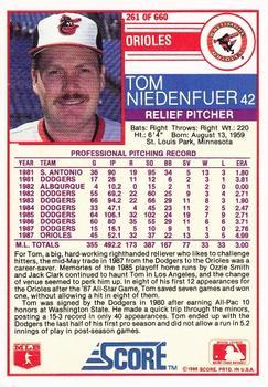 1988 Score - Glossy #261 Tom Niedenfuer Back