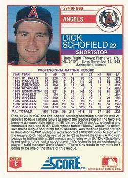1988 Score - Glossy #274 Dick Schofield Back