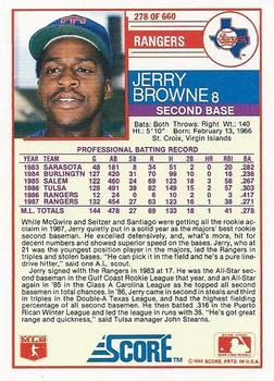 1988 Score - Glossy #278 Jerry Browne Back