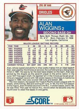 1988 Score - Glossy #291 Alan Wiggins Back