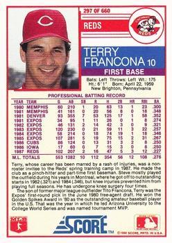 1988 Score - Glossy #297 Terry Francona Back