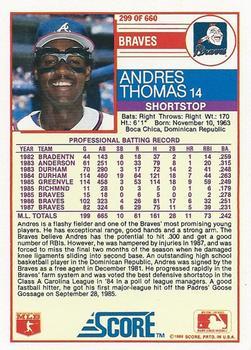 1988 Score - Glossy #299 Andres Thomas Back