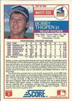 1988 Score - Glossy #307 Bobby Thigpen Back