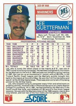 1988 Score - Glossy #323 Lee Guetterman Back