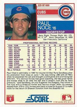1988 Score - Glossy #329 Paul Noce Back