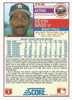 1988 Score - Glossy #33 Kevin Bass Back