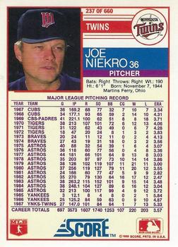 1988 Score - Glossy #237 Joe Niekro Back