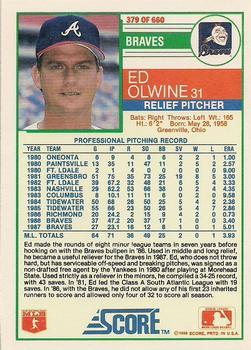 1988 Score - Glossy #379 Ed Olwine Back