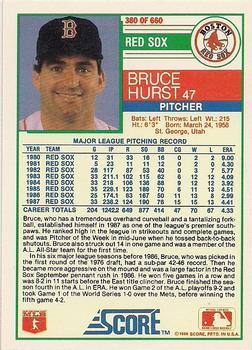 1988 Score - Glossy #380 Bruce Hurst Back